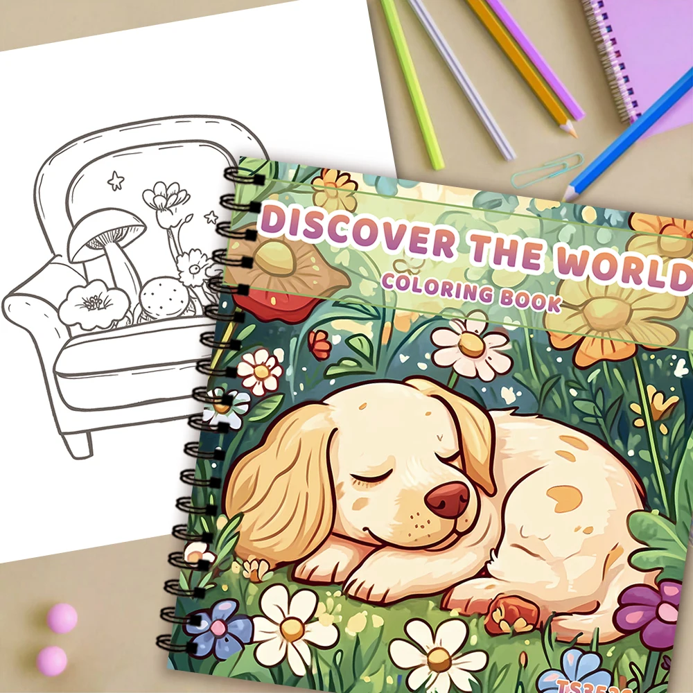 1pc,Puppy Colouring Book - Teen Colouring Book - 30 Sheets, 8.3x 8.3 inches, Adult Stress Relief, Birthday, Holiday Party Gift 5