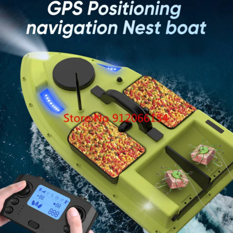 99GPS Smart Cruise Sonar Fish Finder High Speed RC Fishing Boat 4Hopper 600M 3KG Waterproof Lighting Remote Control RC Bait Boat 4