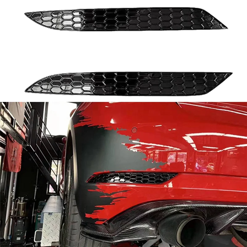 신뢰할 수있는 2Pcs 자동차 스타일링 벌집 테일 후면 안개 램프 커버 트림 스티커 골프 7.5 MK7.5 후면 바 범퍼 리플렉터 스트립