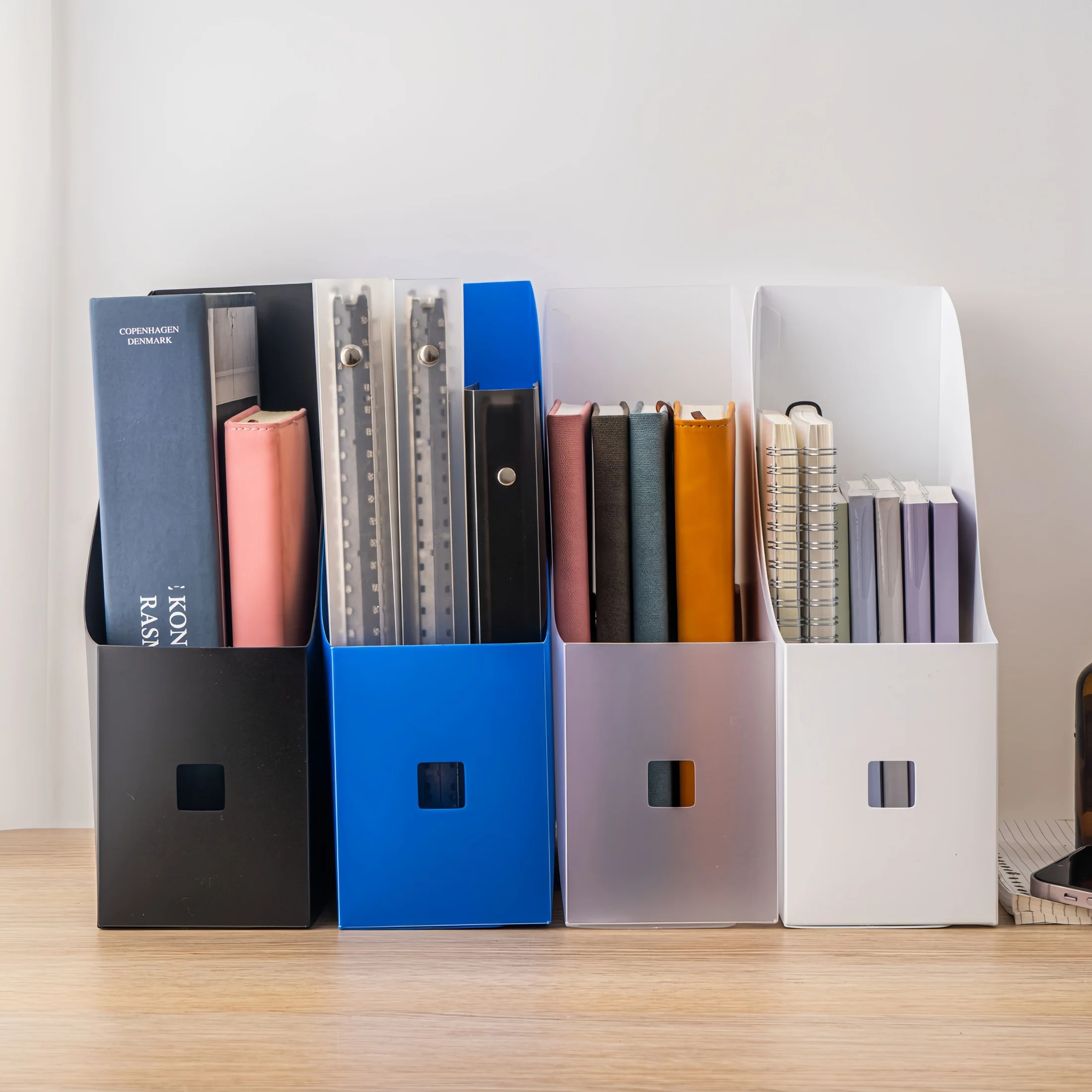 Book Organizer Book Holder Book Stand File Box Student Dormitory Desktop Book Stand Desktop Organizing and Storage Box Thickened Plastic Foldable Book Stand