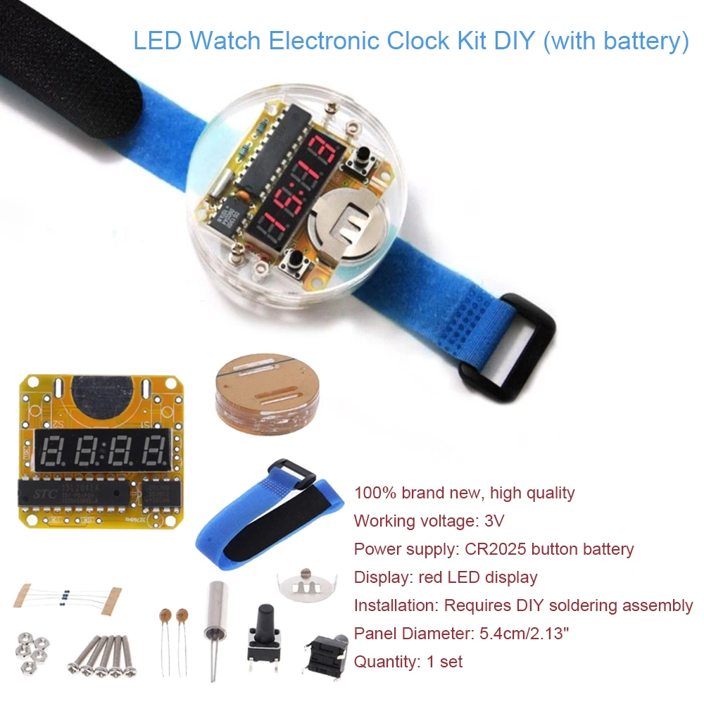 New Transparent 4bit Led Watch Electronic Clock Kit Diy Smart