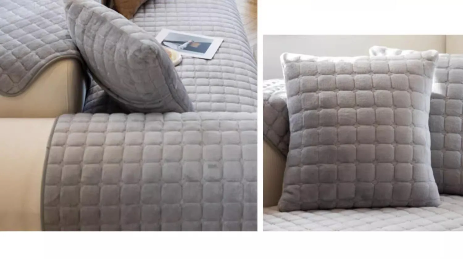 Plush Plaid Sofa Cushion Image 16