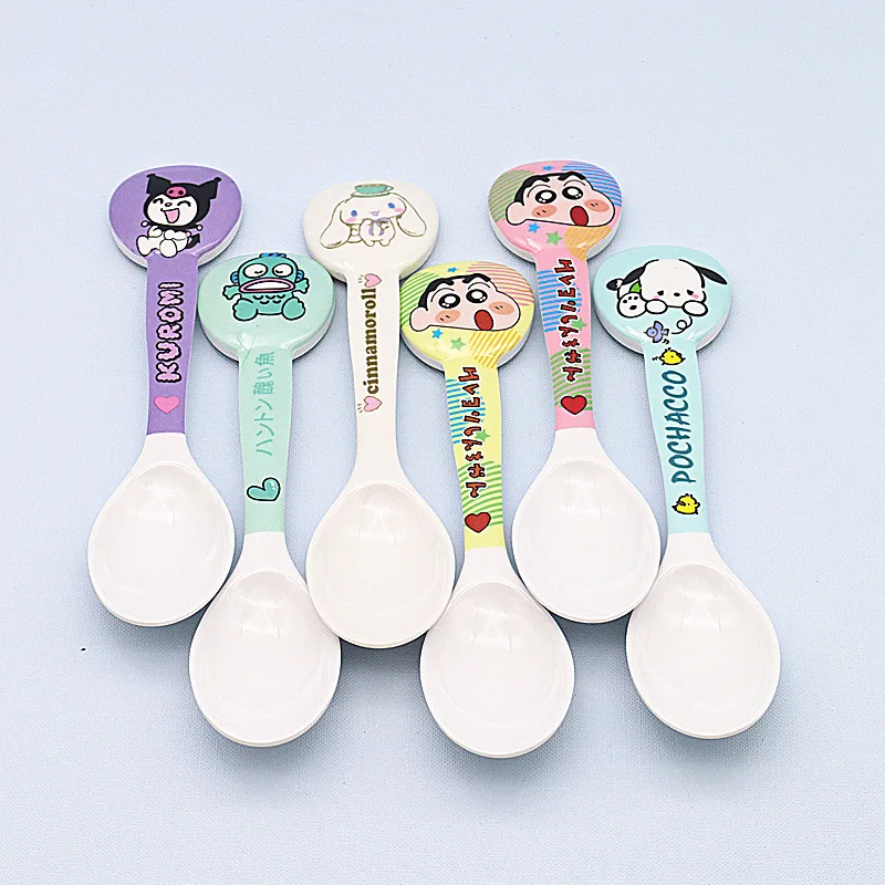 

Kawaii Sanrio Diamine Spoon Hello Kittys Accessories Cute Cartoon Anime Porcelain Household Tableware Durable Toy for Girls Gift