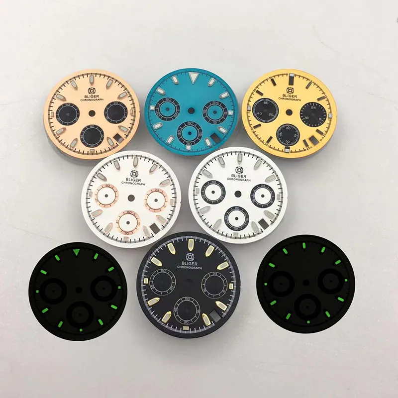 

BL 29.5MM VK63 Watch Dial Modified Watch Parts For VK63 Quartz Movement Green Luminous Watches Accessories Suitable 40mm Case