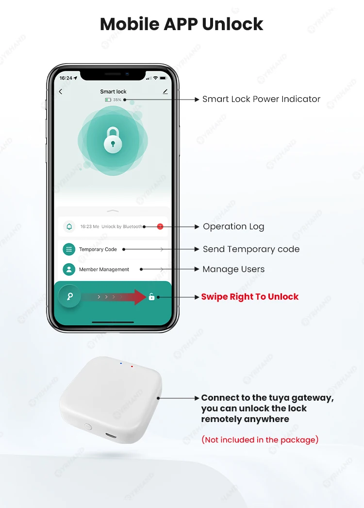 Tuya APP Smart Biometric Electronic Glass Door Fingerprint Lock Bluetooth Lock 1