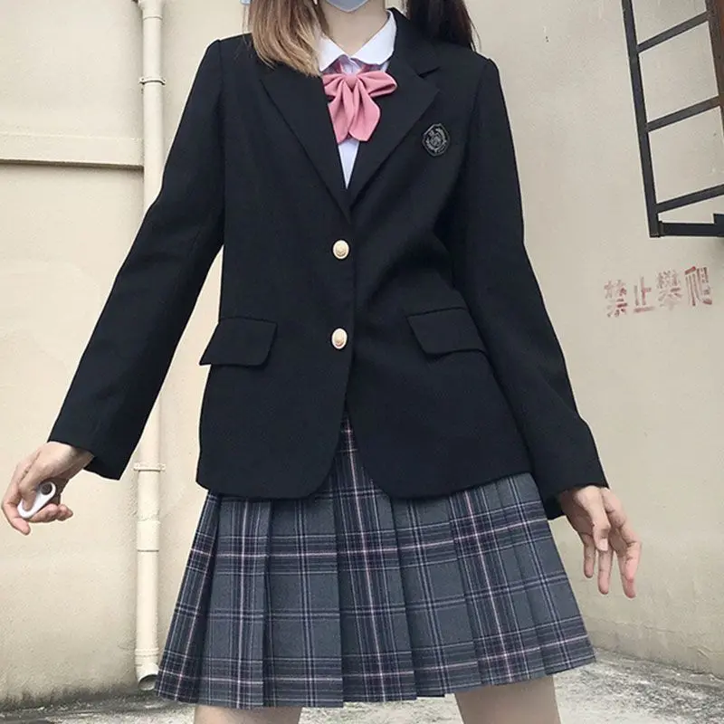 Woman 2023 Autumn New Female Student Suit Jacket Long Sleeve Preppy Style JK School Uniform Female Drama Cardigan Japanese Coat