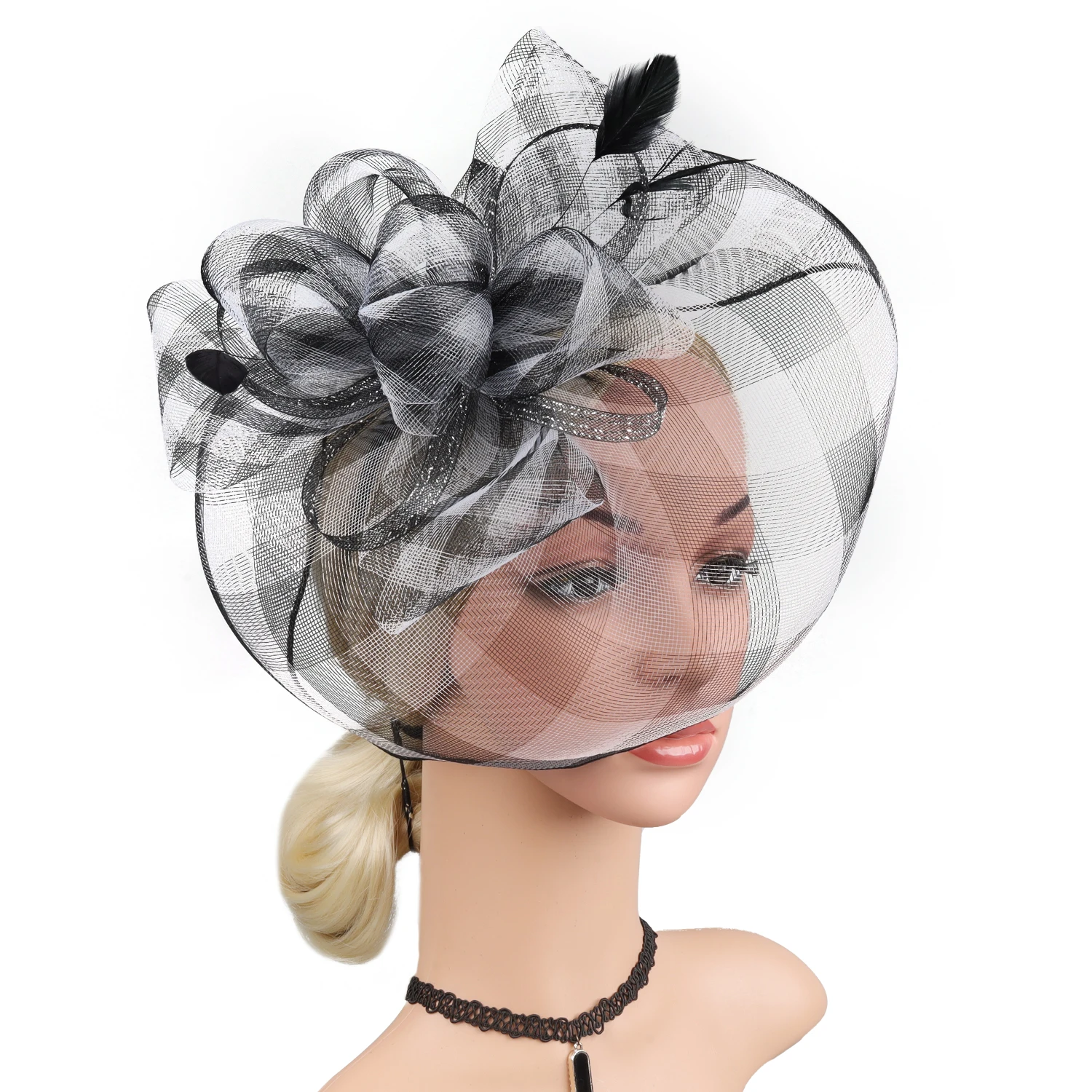 

Fascinators Hat Women Flower Mesh Ribbons Feathers Fedoras Hat Headband Hair Clip Cocktail Tea Party Headwewar For Girl Hairband