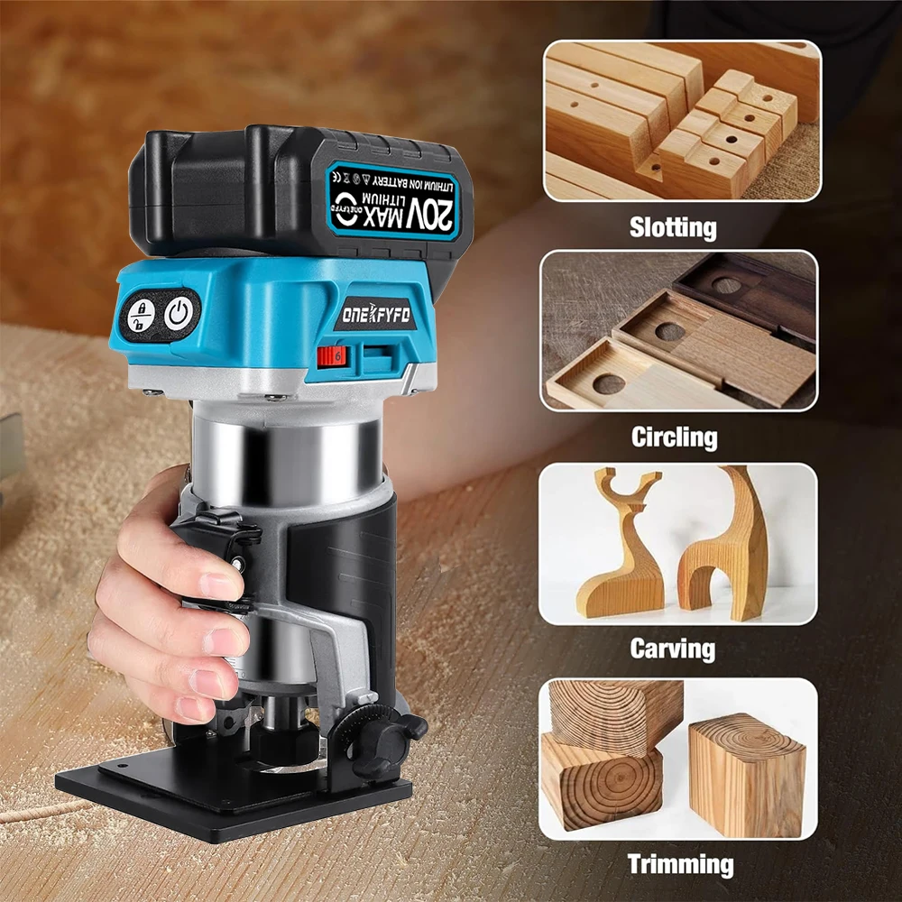 ONEKFYFD 6 Speeds Brushless Electric Hand Trimmer Cordless Wood Router Engraving Slotting Diy Tools for Makita 18V Battery 6