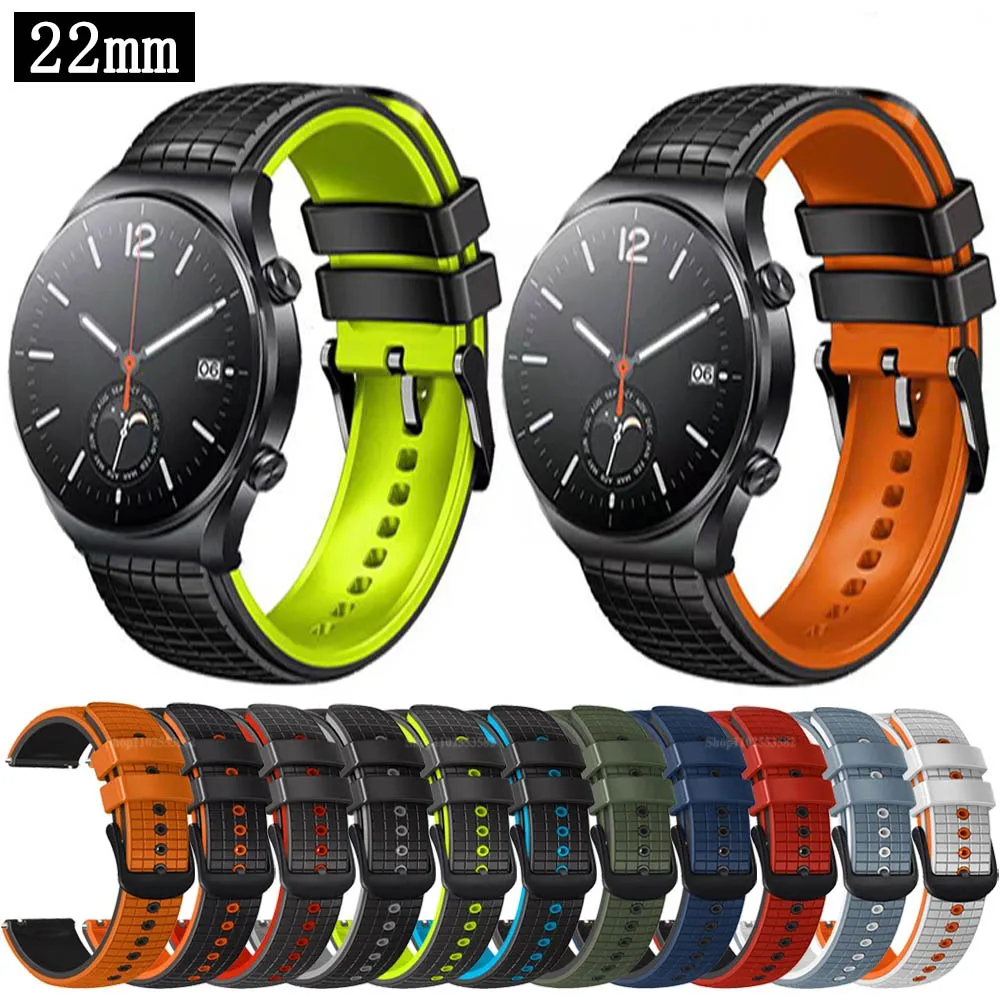 

22mm watch Strap For Xiaomi Mi S1 Pro Active Color 2 Global Version Silicone Wristband For Xiaomi S2 42 46mm Smartwatch Bracelet
