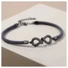 Bracelet de Couple tissé en argent pur, amour infini, simple, pour étudiants, pour hommes et femmes, cadeaux de noël