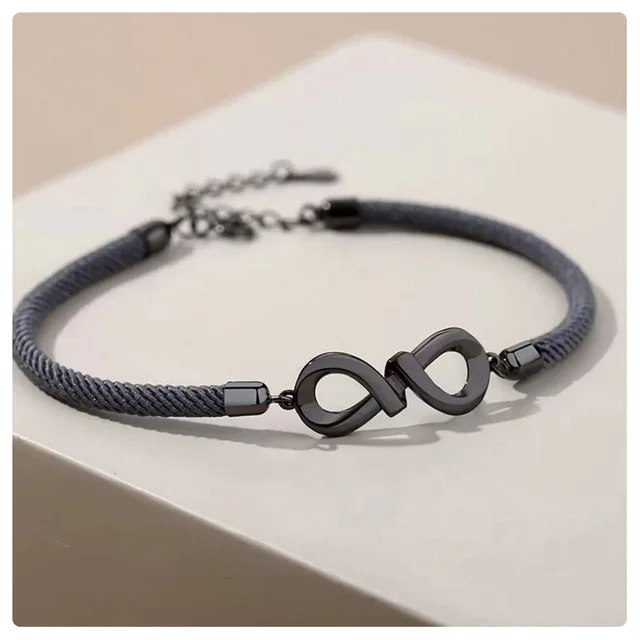 Bracelet de Couple tissé en argent pur, amour infini, simple, pour étudiants, pour hommes et femmes, cadeaux de noël