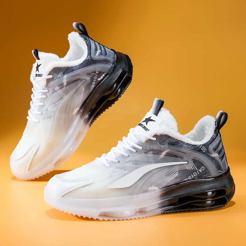 Men's Winter Running Shoes, Outdoor Casual Warm Ankle Boots, Cold-Resistant and Warm for Cold Weather, Casual Outdoor Winter Shoes Suitable for Daily Wear, Hiking, and Urban Style, Couple Color Scheme