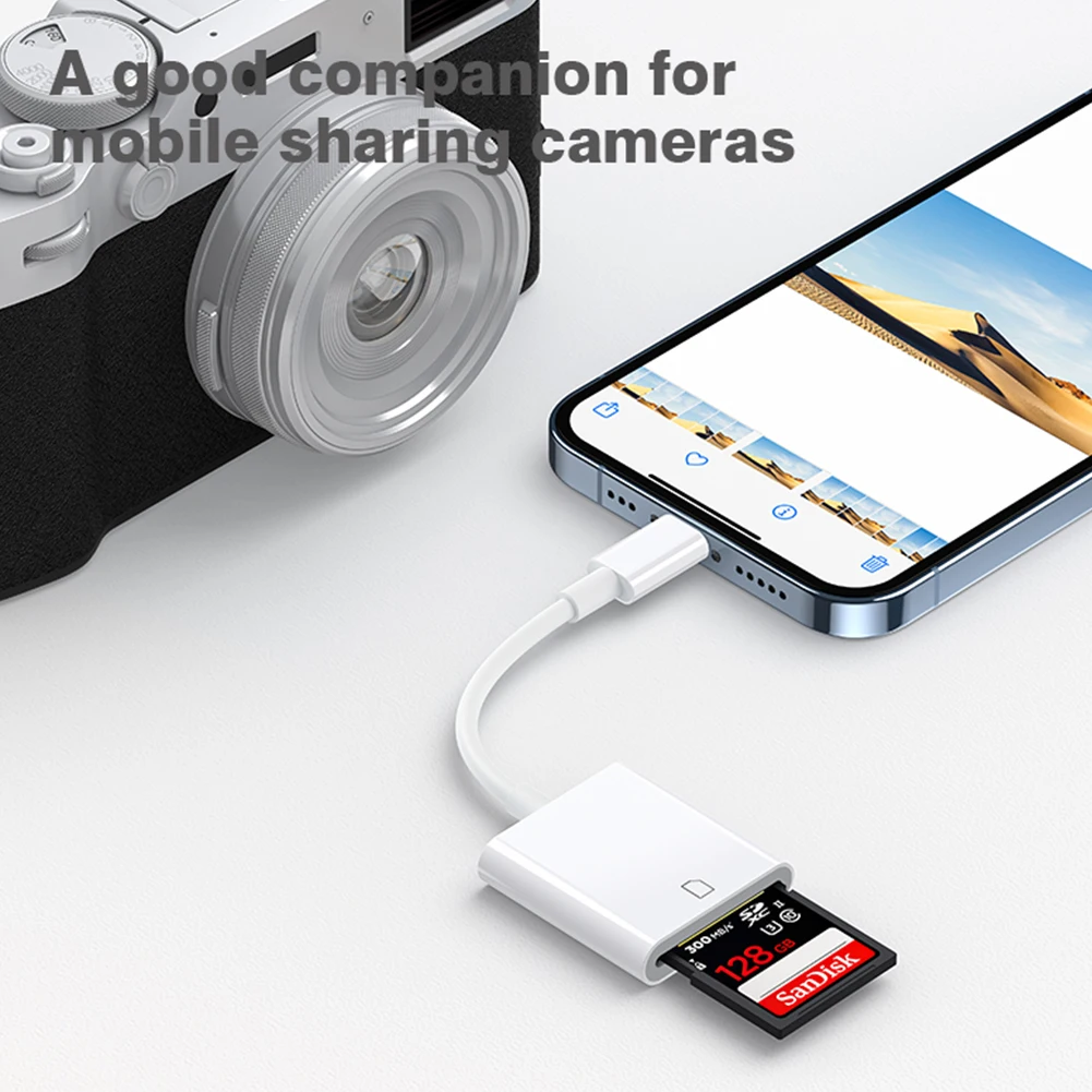 Card Reader For iPhone Card Reader Memory Card Adapter 8Pin To SD Camera Reader Data Converter OTG Cable for iPhone 14 13 12 11 Pro Max