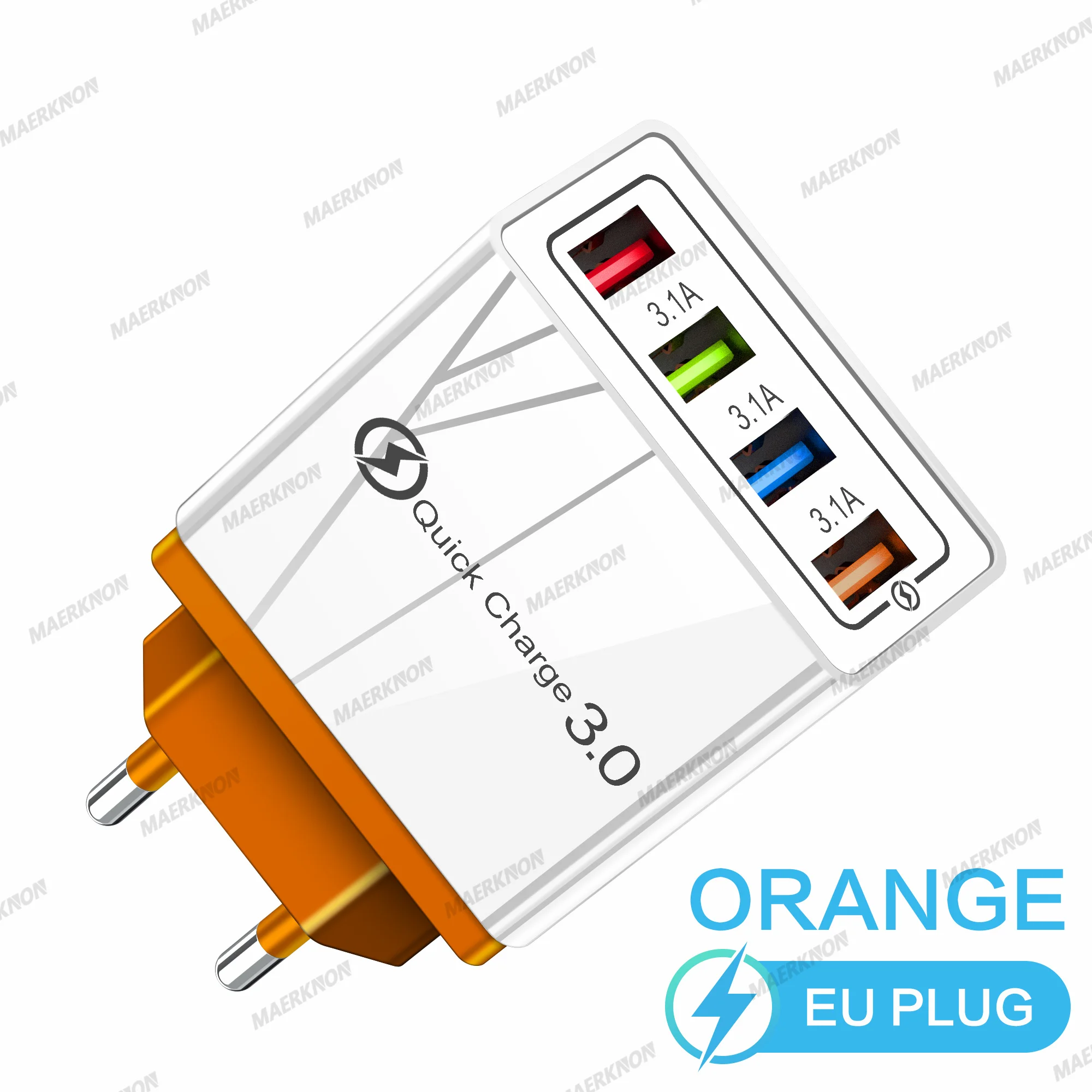 ตัวเลือกสินค้า อะแดปเตอร์ชาร์จ USB 4 พอร์ต ชาร์จเร็ว รองรับ Quick Charge 3.0