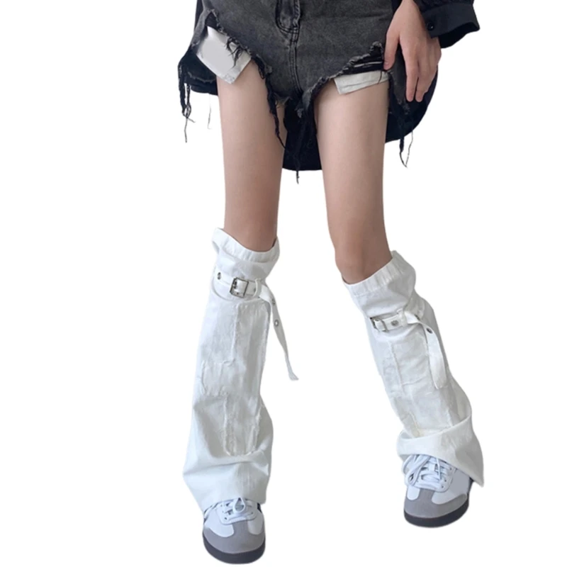 

Женские джинсовые гетры в стиле панк, крестики, джинсовые длинные ноги, свободные высокие гольфы