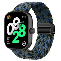 Adjustable Braided Solo Loop Nylon Bracelet Watchband Strap - Mi Band 8 9 10 Pro (Camouflage blue)