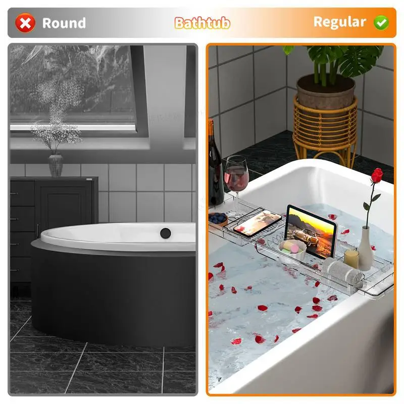 Expandable Bathtub Tray Bath Table Tray Bathtub Caddy Bath Shelf Over Tub Adjustable Accessories For Home Spa