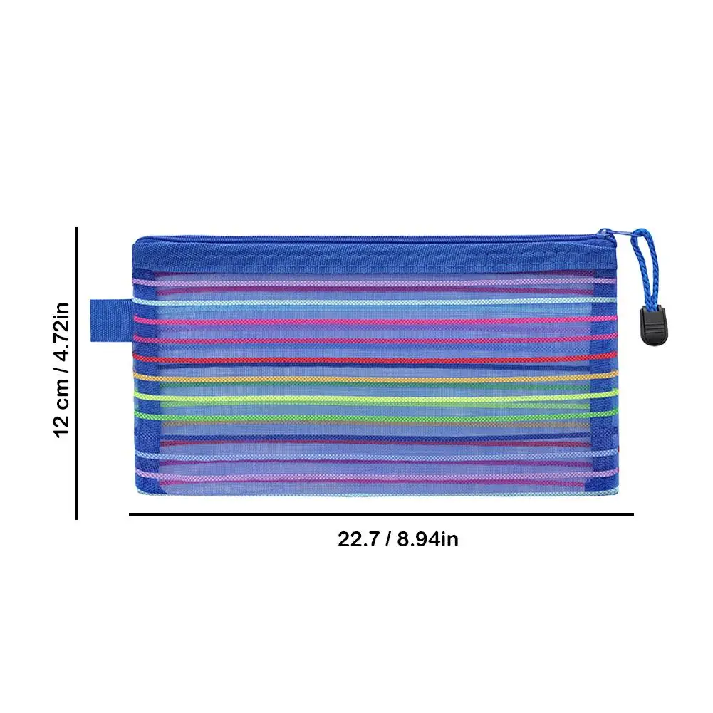 무지개 투명 필통, 화려한 줄무늬 지퍼 펜 가방, 학교 사무실용 투명 파일 파우치, 다용도 홀더
