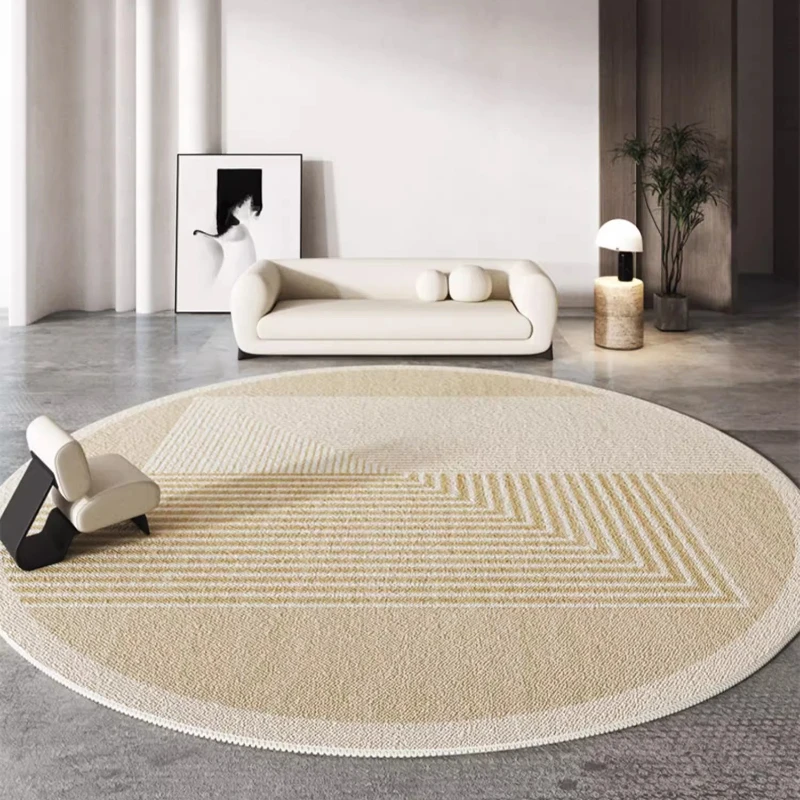 Beige Round Large Size Carpet Cream Style Bedroom Carpets Minimalist Lines Home Dedicated Rug Stripe Design Luxury Rugs Alfombra - Image 5