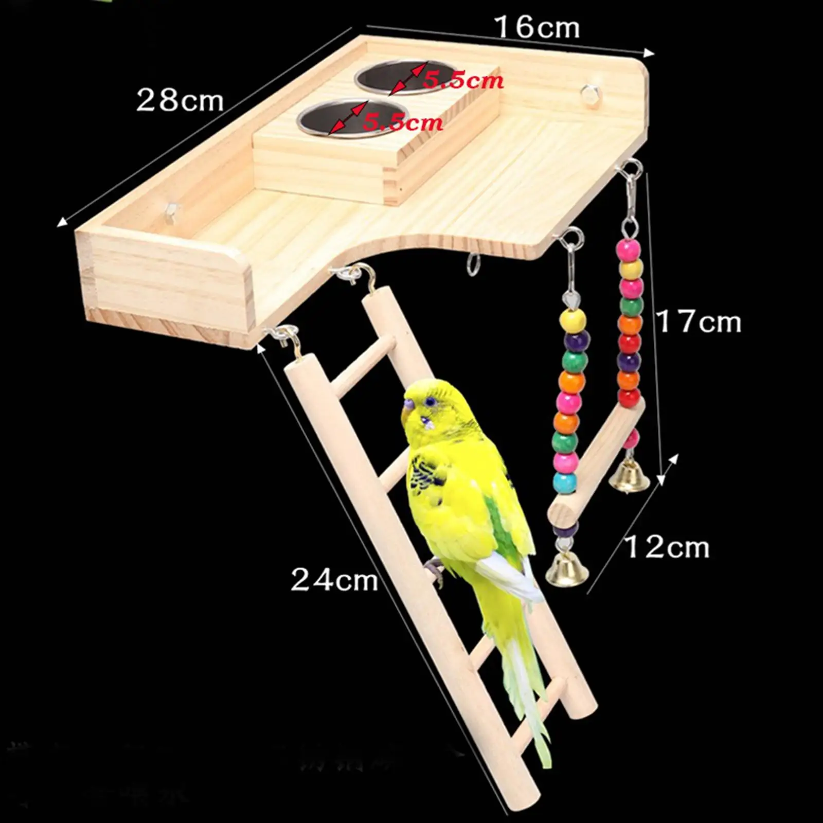 Pet Bird Parrot Playground Wooden Bird Ladder Interactive for Parakeets Cockatiels