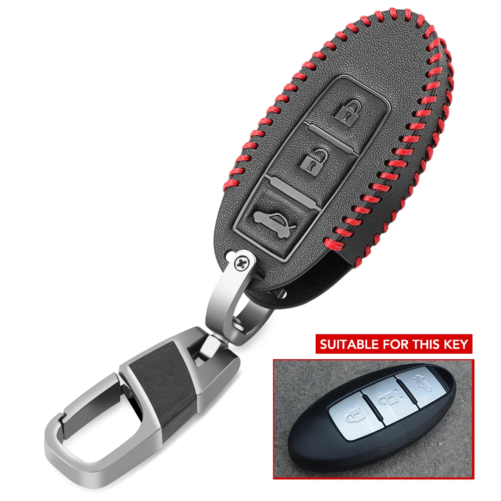 Leather Car Key Case Cover For Nissan Leaf Micra Qashqai J11 J10 X