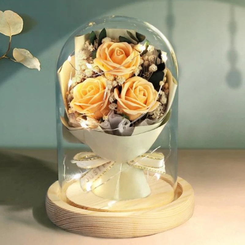 Diameter=25 Different Height Big Size Glass Dome Vase Log Antique Black Base Transparent Cover Friend Gift Wedding Decoration 5