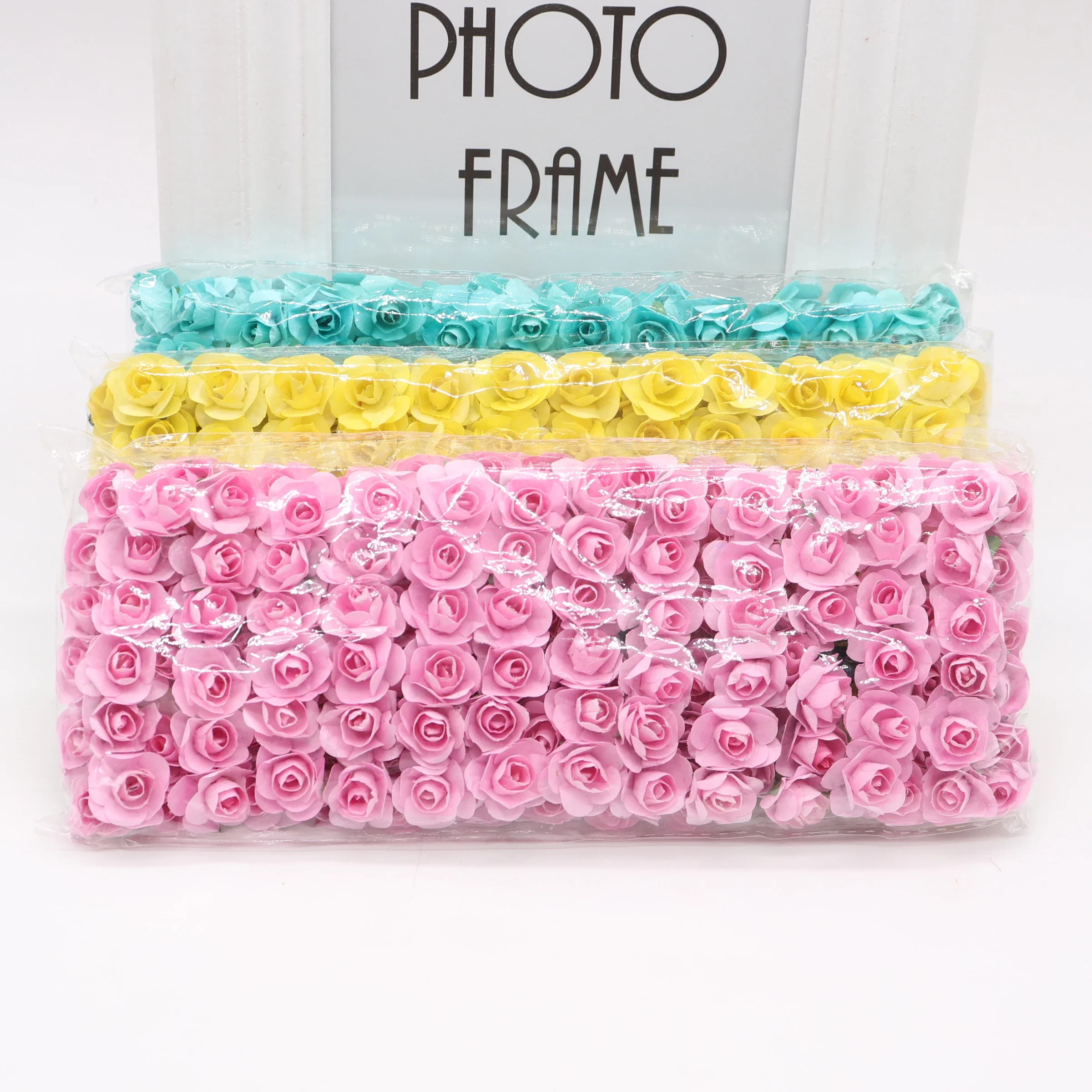 144 stücke 1,5 cm Mini Künstliche Mini Papier Rose Bouquet DIY Kranz Sammelalbum Hochzeit Ornament Künstliche Rose Künstliche Blume