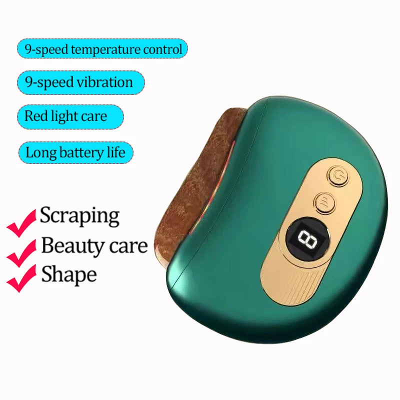 Elektrisches GuaSha-Massagegerät mit heißer Steinheizung, Vibrationskratzen, Fettverbrennung, Nackenmassage, Gesichtshautlifting, Faltenentfernungswerkzeug_voghion.com