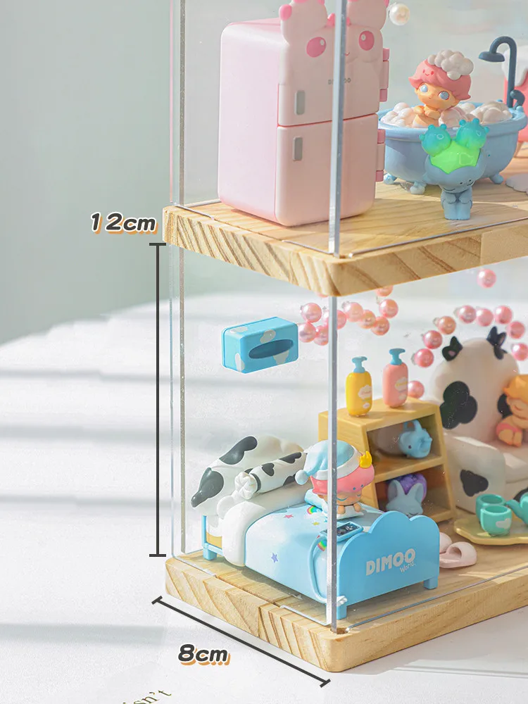 POP MART-Vitrine HD pour figurines d'action DIMOO, boîte ennemi  anti-poussière, vitrine d'art, armoire de rangement pour beurre, jouets