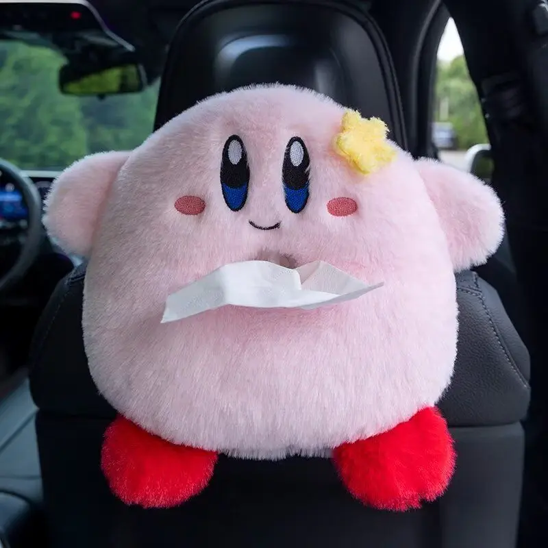 

Kirby Tissue Organiser Cute Doll Car Tissue Holder Plush Cartoon Home Decorations Birthday Gift Indoor Desktop Tissue Holder