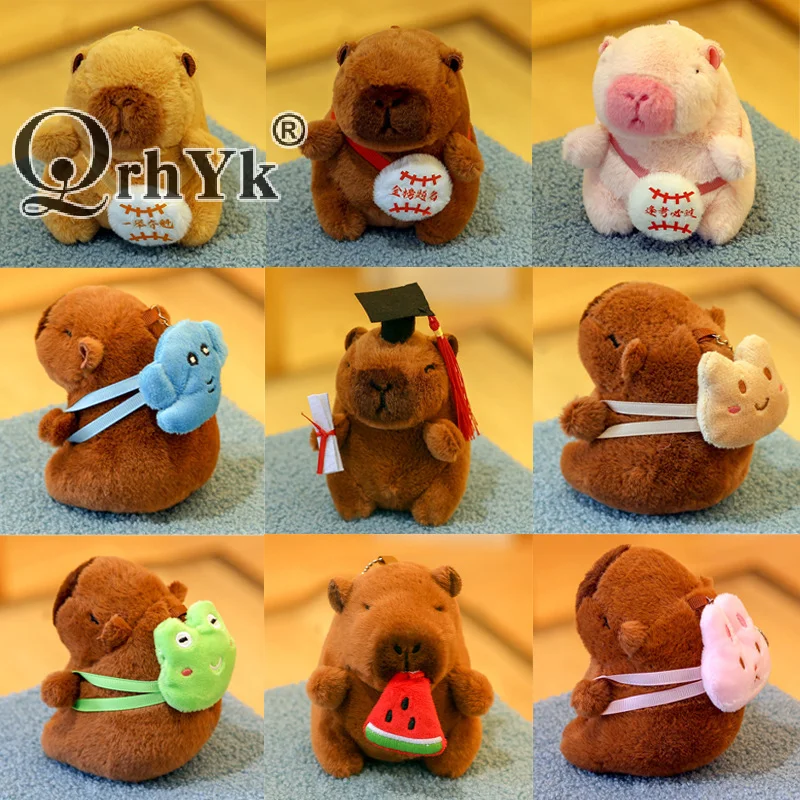 Cartoon Capybara Plush Keychain Bag Pendant Hanging Decoration Cute Stuffed Doll Toy Desktop Doll Ornament Car Keyring Kids Gift