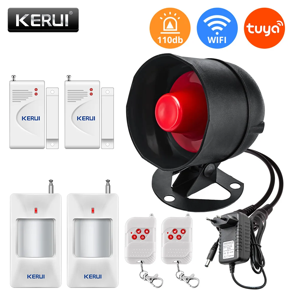 Smart Wifi Security Alarm System Kit with Loud Indoor/Outdoor Siren and Motion Door Sensor