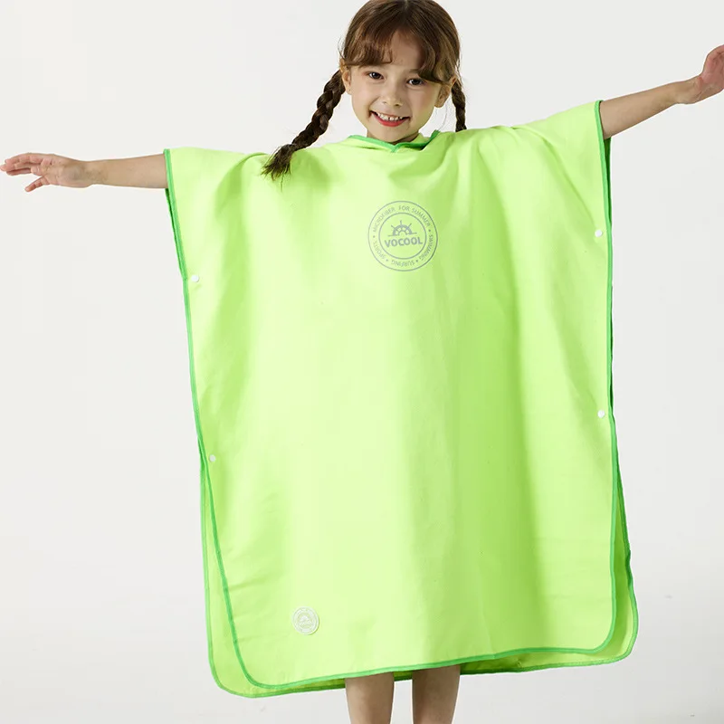 Microcellulose Color Children's Bathrobe  Windproof and Absorbent Poncho Swimming Changing Bathrobe
