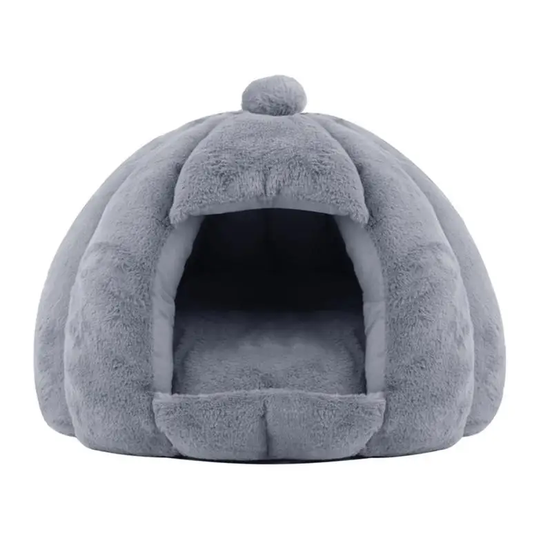 

Cat Bed Cave Washable Covered Cat Bed With Removable Cushioned Pillow Semi-closed Pumpkin Cat Kennel No Deformation Pet Bed For