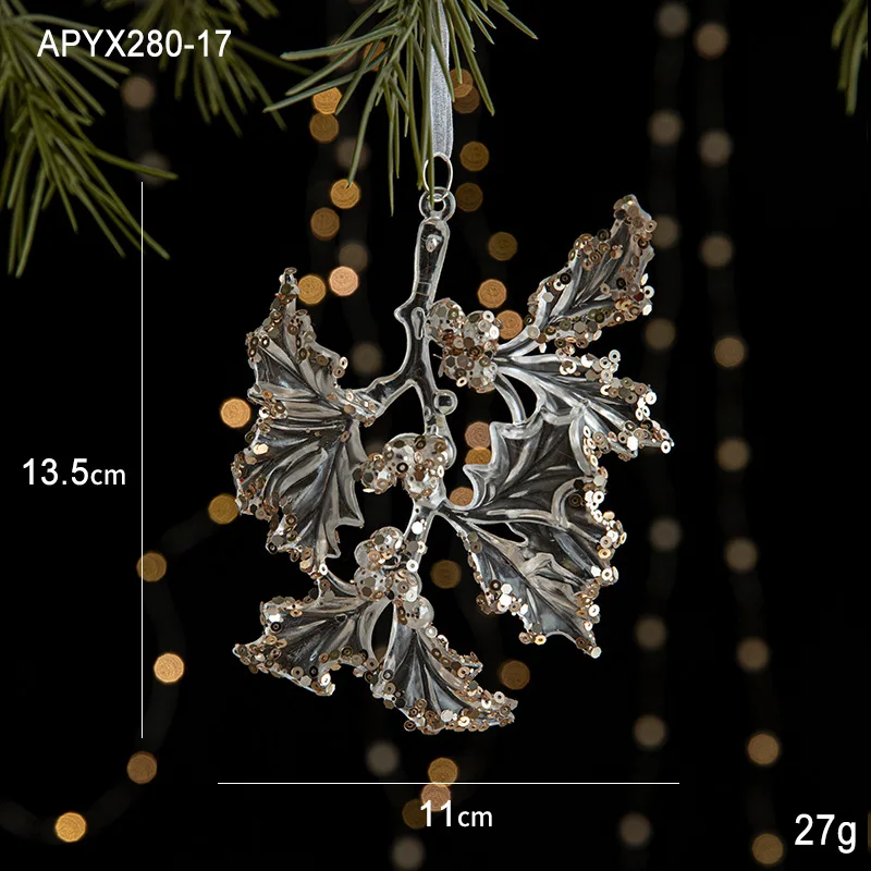 thumbnail image 1 of Colgantes de campanas de alce de acrílico para árbol de Navidad, colgantes de copos de nieve transparentes con lentejuelas, accesorios de decoración para fiestas navideñas en el hogar, 1 of 5