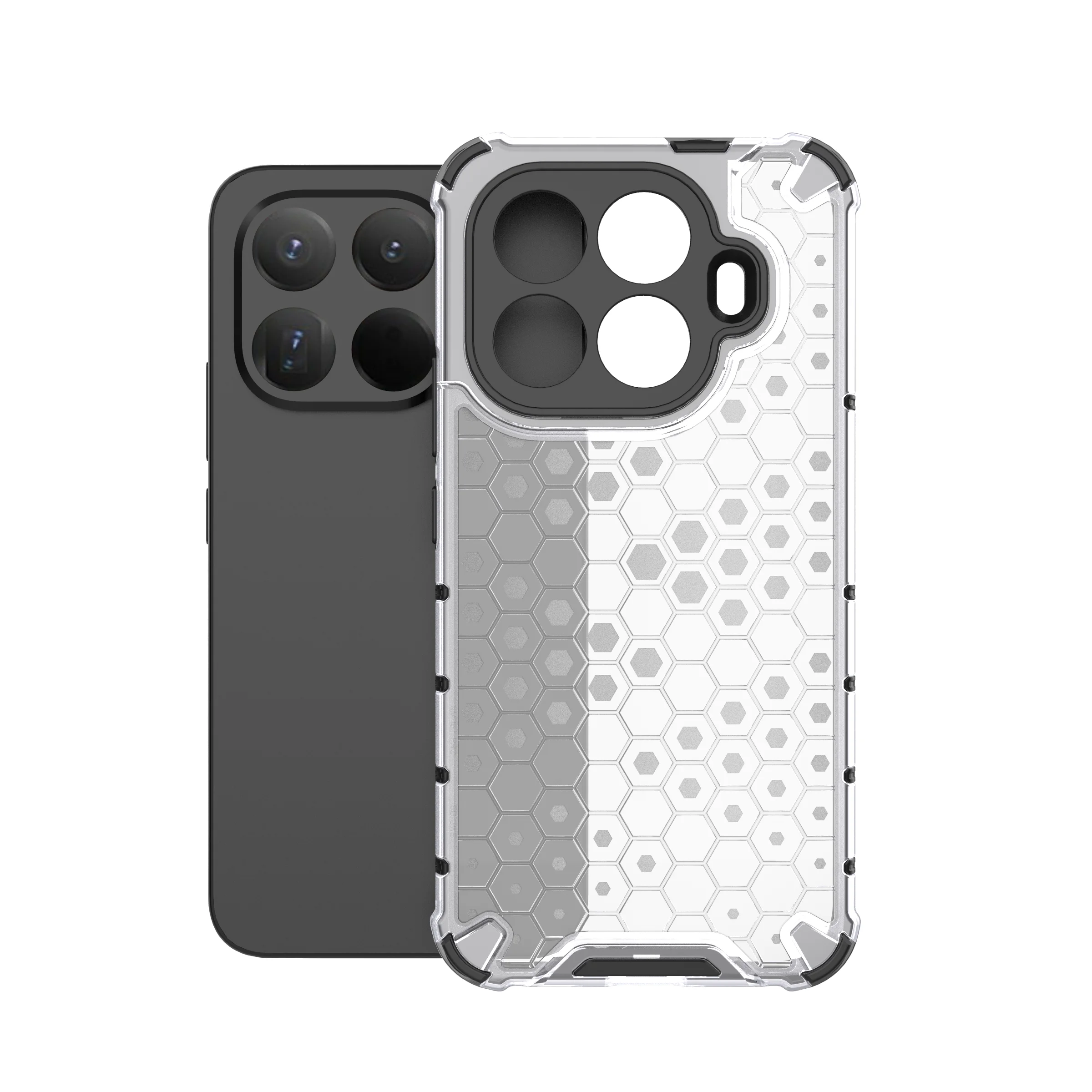 Shockproof Transparent Honeycomb Phone Case with Hybrid Bumper Armor Cover