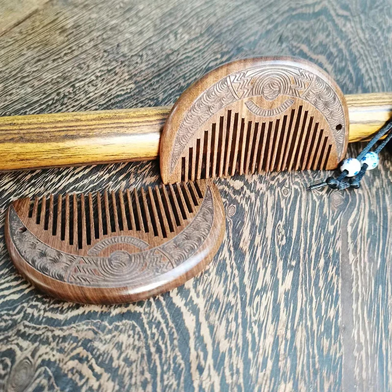 Pocket Wooden Comb Natural Black Gold Sandalwood Super Wide Tooth Wood Combs No Static Lice Beard Comb Hair Styling 4
