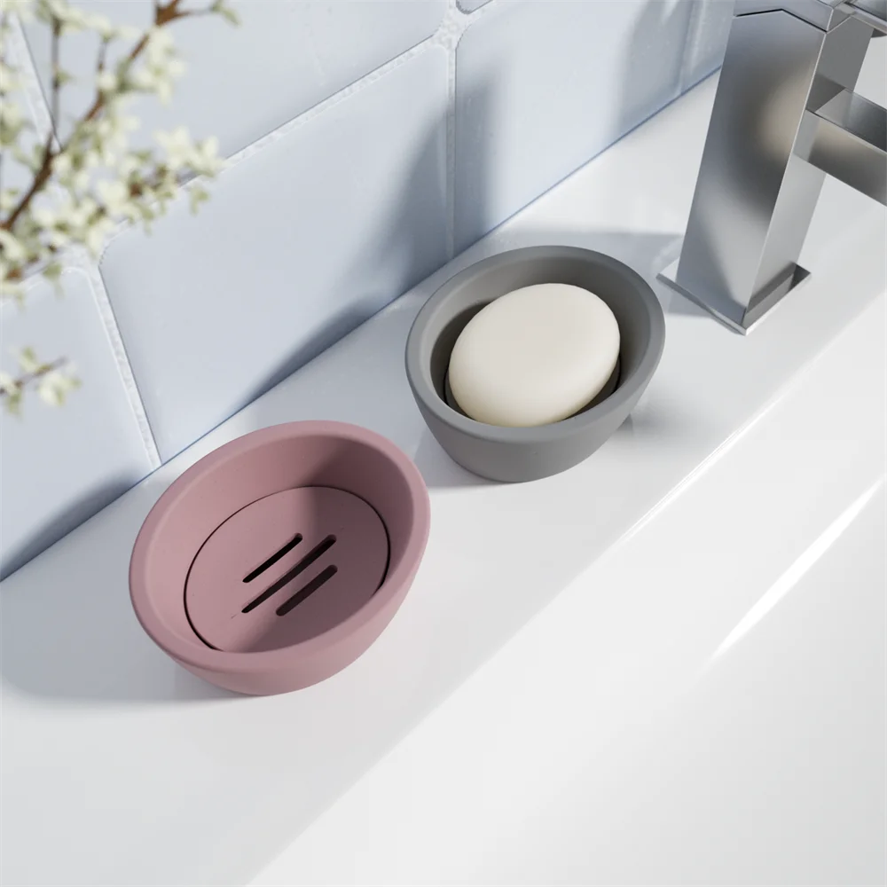 

Boowan Nicole Soap Dish Molds for Cement Handmade Concrete Soap Tray with Drain Silicone Mould Bathroom Kitchen Decor