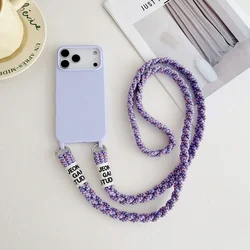 Candy Lanyard Crossbody Case with Shockproof Soft Cover and Braided Strap - iPhone 16 (PURPLE)