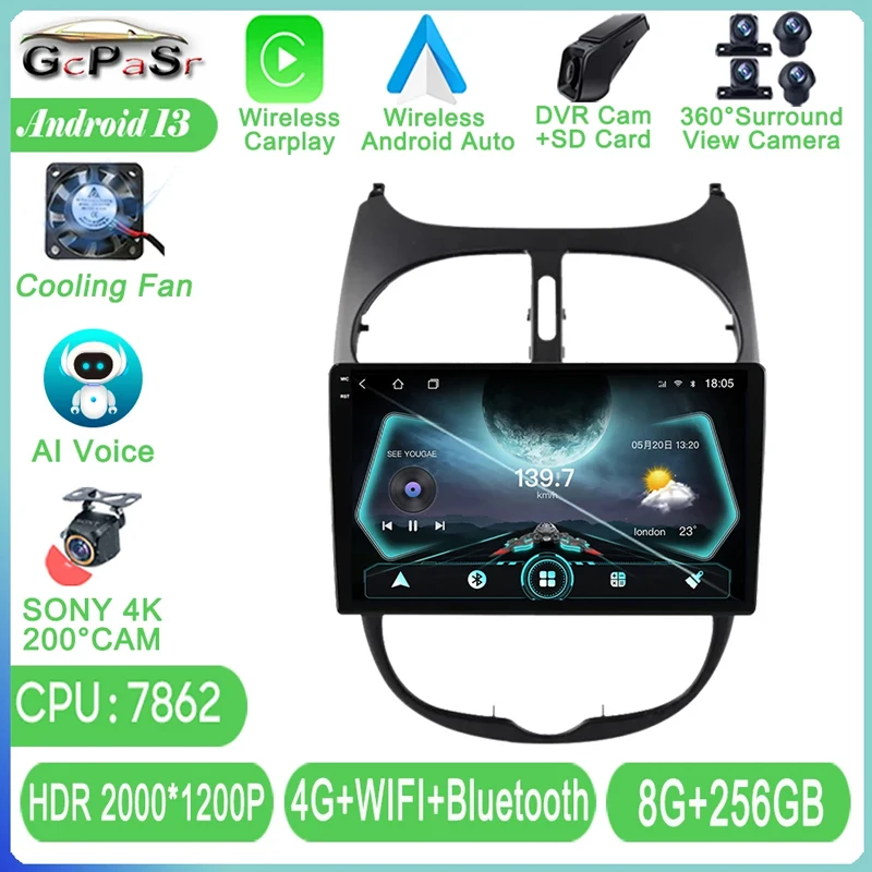 

Автомагнитола на Android для Peugeot 206 1998-2012, автомобильный радиоприемник, мультимедийный видеоплеер с GPS-навигацией, Wi-Fi, DSP, HDR, QLED, видеорегистратор без 2DIN, DVD