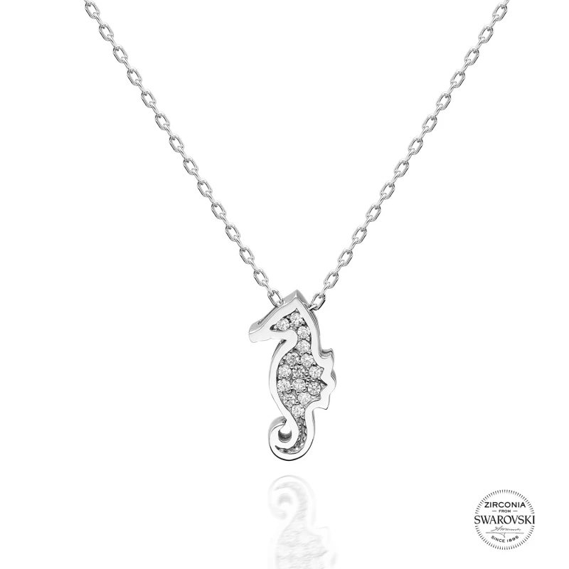 Silver 925 Sterling Swarovski Zirconia Gemstone Seahorse Necklace | Украшения и аксессуары