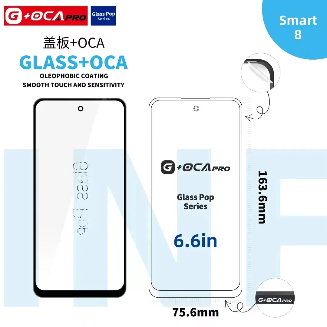 5PCS G+OCAPRO Front Glas Objektiv Touch panel mit OCA Für Tecno Spark GO-2019 2022 2023 GO Plus 3 4 5 6 pro Air 7T 8 8C 8P 8Pro – Detail 8