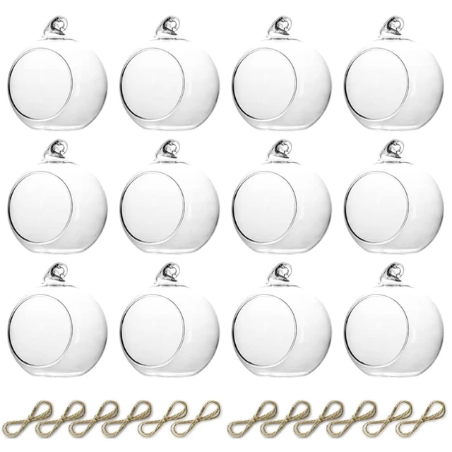 6/12 Pcs Hanging Tealight Candle Hoder Glass Globes Wedding Party Tree Decoration, Globe Ornament for Air Plant 1