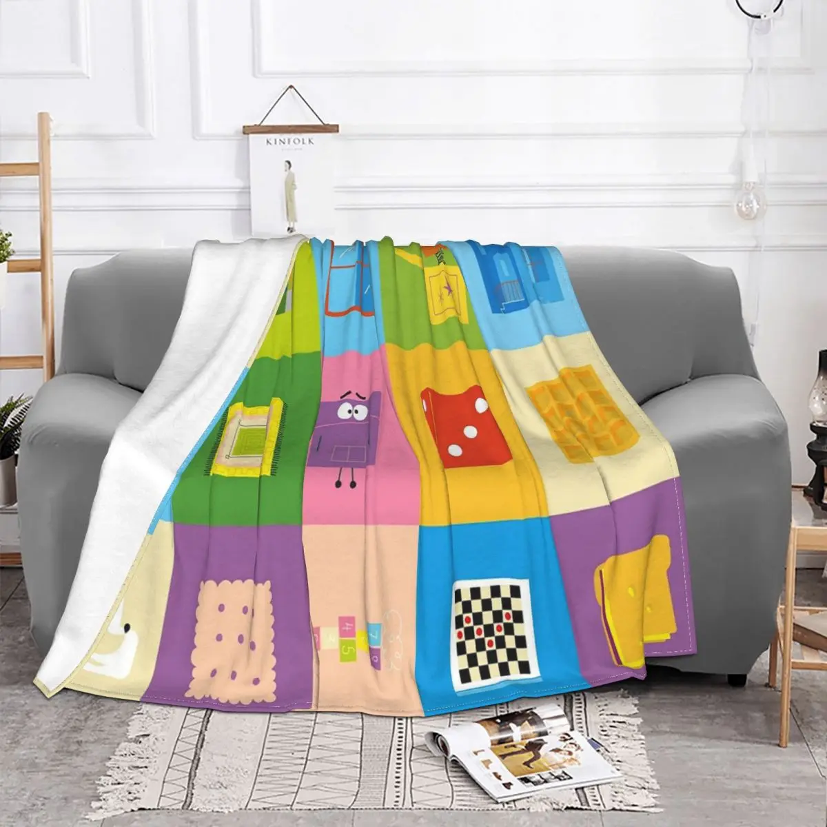 Ask The StoryBots Cartoon Plaid Blankets Sofa Cover Flannel Summer Anime Super Soft Throw Blankets for Home Office Bedspread
