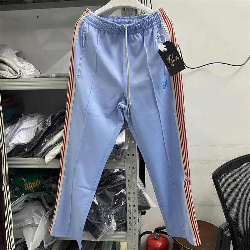 

23SS New Fasion Top Quality AWGE Needles Sweatpants Men Women 2023ss Stripe Butterfly Pants Trousers Lil Peep