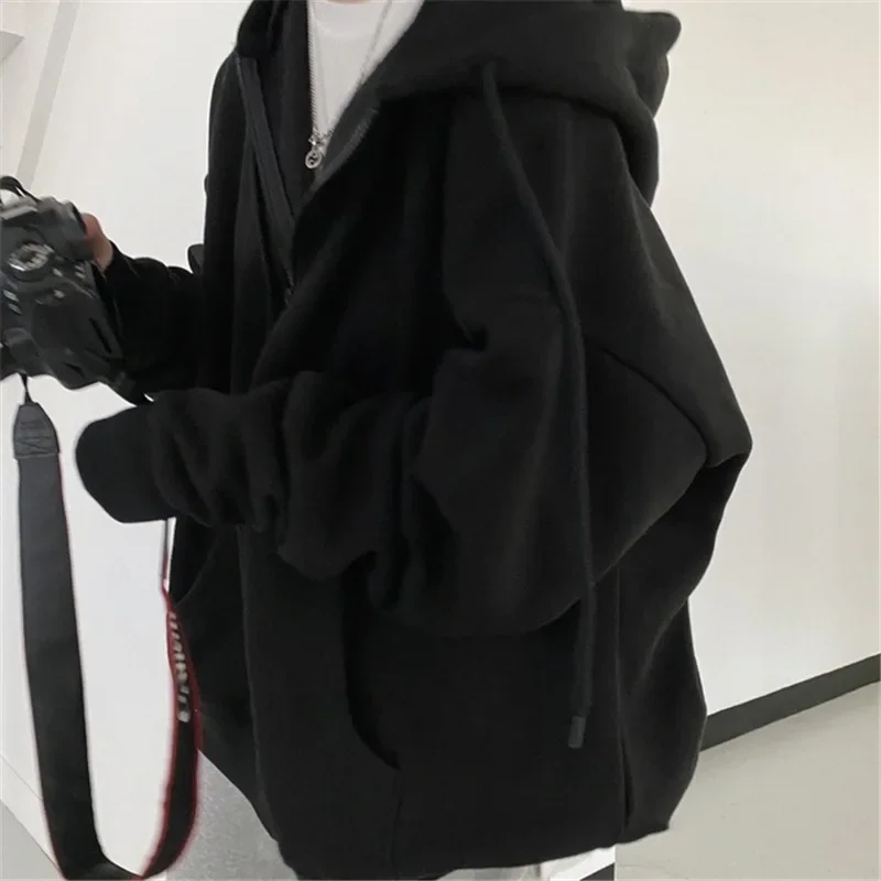 New Fleece-Lined Thickened Hooded Sweatshirt Cardigan Zip-Up Couple Jacket Women's Autumn/Winter Loose-Fit Oversize Hoodie 16 S4f5437eaa2594769aebf2b1d1a1a2ef90