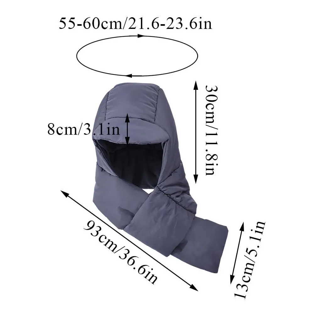 Down Hat And Scarf For Women Hooded Scarf For Women Windproof Thick Integrated Ear Protection Winter Hood Neck Warmer For Cold 5