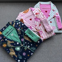 Cartoon Women's 100% Cotton Long Sleeve Nightdress Four Seasons Cardigan Home Night Wear Dress Long Sleeve Skirts Sleepwear - Image 4