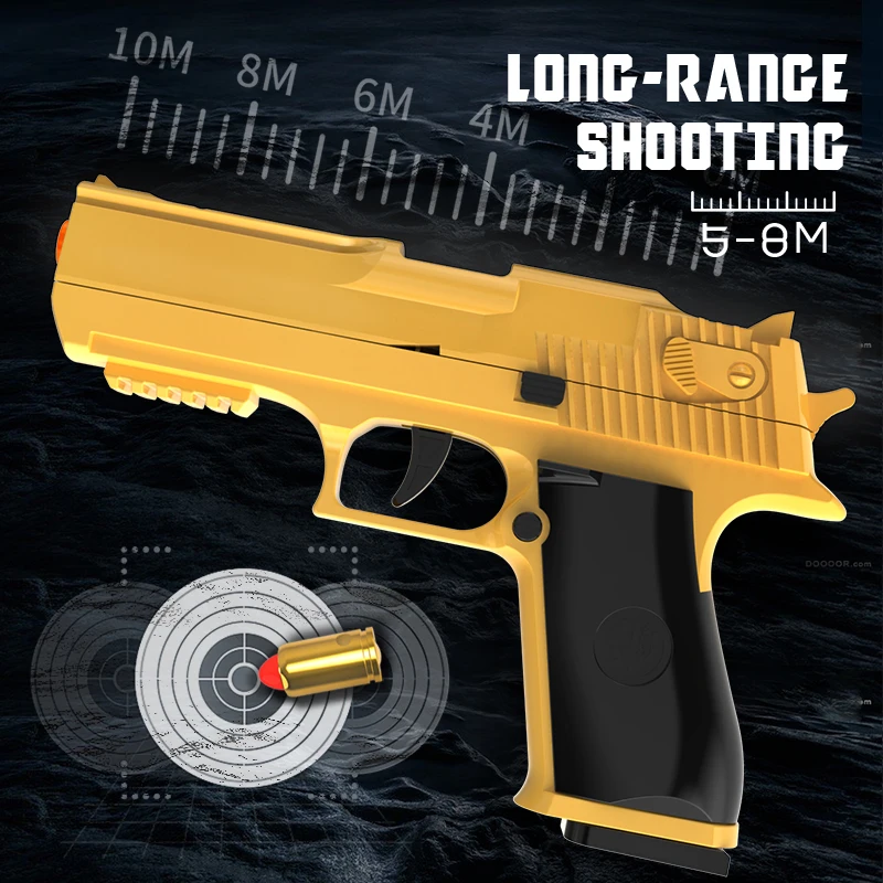 Outdoor Games Gold Desert Eagle Soft Bullet Toy Gun Launcher Automatic Shell Throwing Continuous Pistol Adult Boy Catapult Gifts 3