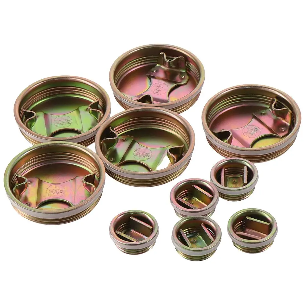 

10PCS 2" and 3/4" Drum Bung Plug Premium Steel Gold Closure Cover Lid Metal Drum Flange Drums